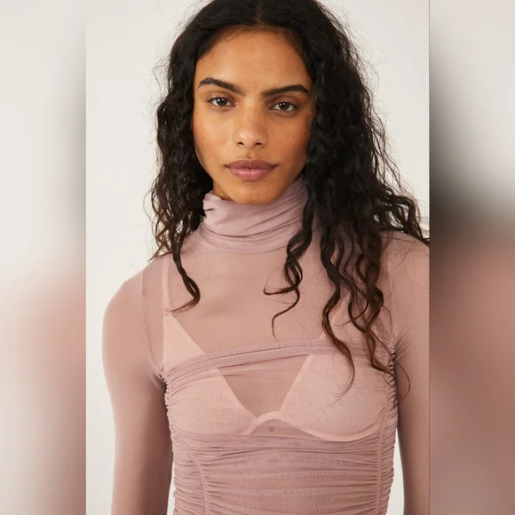 Free People Pink Long Sleeve Bodysuit - Picture 2 of 7